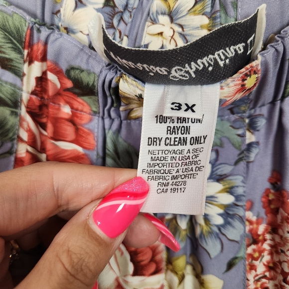 Vintage 90s High Rise A-Line Floral Cottagecore Skirt Midi Peasant Blue 1X 2X 3X - Picture 7 of 8